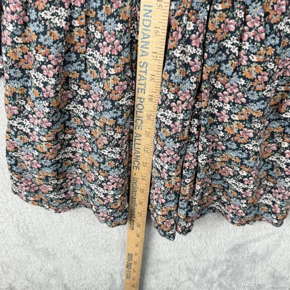 Zara Dress Girls 11/12 Multicolor Floral L/S Lined Circle Skirt Keyhole Neckline